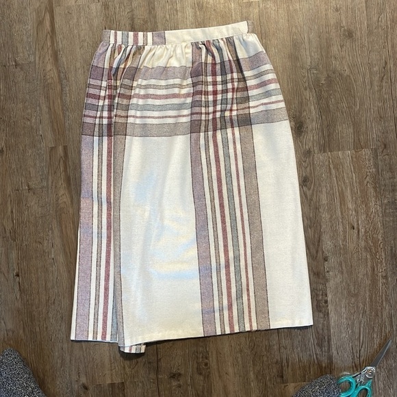 VINTAGE CLAUDE PLAID DETAIL MIDI SKIRT (11/12) 70s - Picture 5 of 5